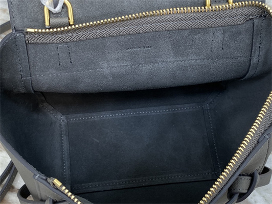 Celine Nano Belt Bag In Grey Grained Calfskin