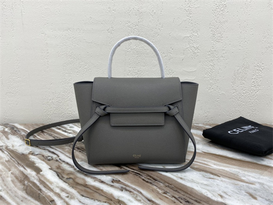 Celine Nano Belt Bag In Grey Grained Calfskin