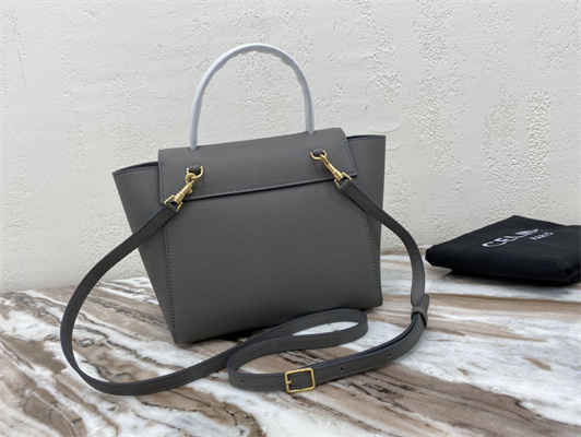 Celine Nano Belt Bag In Grey Grained Calfskin