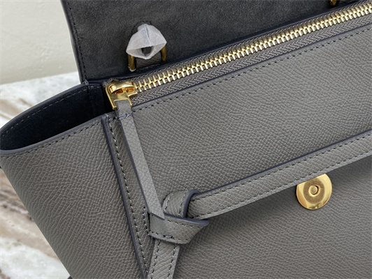 Celine Nano Belt Bag In Grey Grained Calfskin