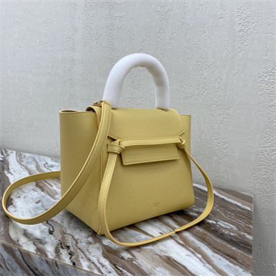 Celine Micro Belt Bag In Yellow Grained Calfskin