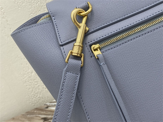 Celine Micro Belt Bag In Arctic Blue Grained Calfskin