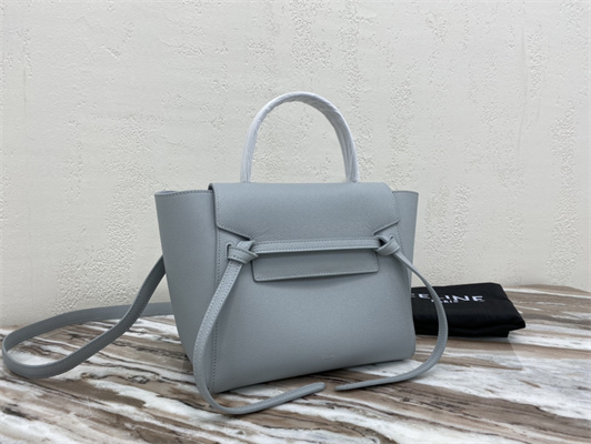 Celine Micro Belt Bag In Dusty Blue Grained Calfskin