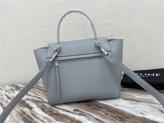 Celine Micro Belt Bag In Dusty Blue Grained Calfskin