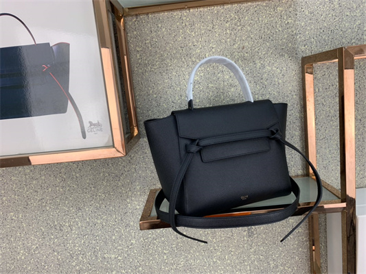 Celine Micro Belt Bag In Black Grained Calfskin