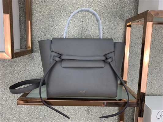 Celine Micro Belt Bag In Grey Grained Calfskin