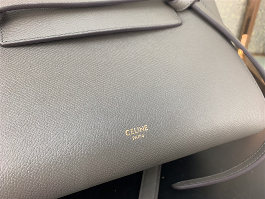 Celine Micro Belt Bag In Grey Grained Calfskin