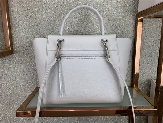 Celine Micro Belt Bag In White Grained Calfskin