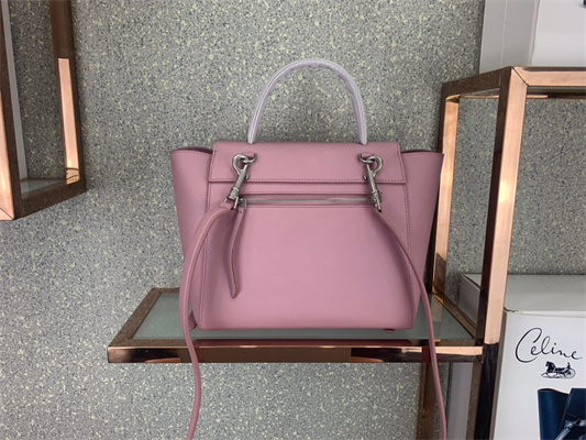 Celine Micro Belt Bag In Pink Grained Calfskin