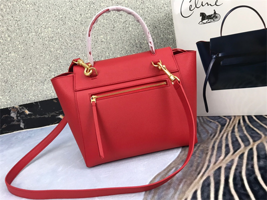 Celine Micro Belt Bag In Red Grained Calfskin