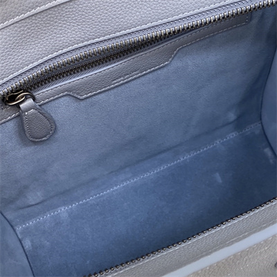 Celine Micro Luggage Bag In Blue Drummed Calfskin Silver Tone Metal