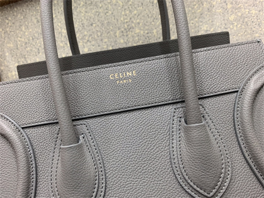 Celine Micro Luggage Bag In Kohl Drummed Calfskin Gold Tone Metal