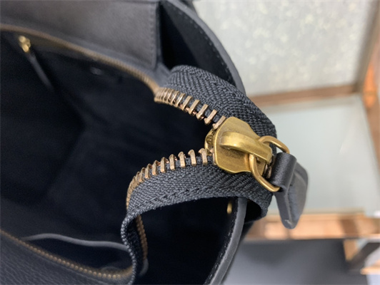 Celine Micro Luggage Bag In Black Drummed Calfskin Gold Tone Metal