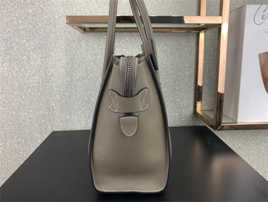 Celine Micro Luggage Bag In Souris Drummed Calfskin Silver Tone Metal