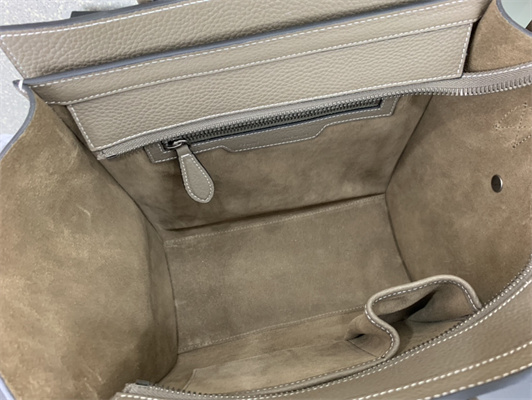 Celine Micro Luggage Bag In Souris Drummed Calfskin Silver Tone Metal