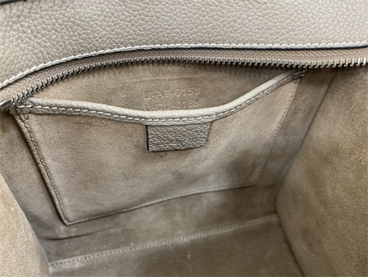 Celine Nano Luggage Bag In Souris Drummed Calfskin Silver Tone Metal