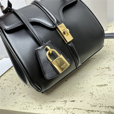 Celine Mini 16 Bag In Satined Calfskin Black