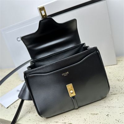 Celine Mini 16 Bag In Satined Calfskin Black