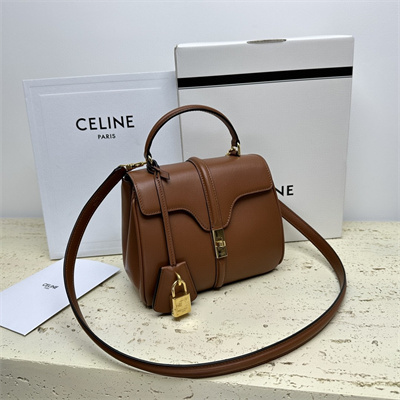 Celine Mini 16 Bag In Satined Calfskin Tan