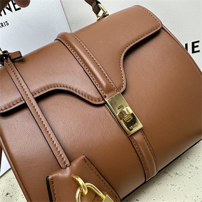 Celine Mini 16 Bag In Satined Calfskin Tan
