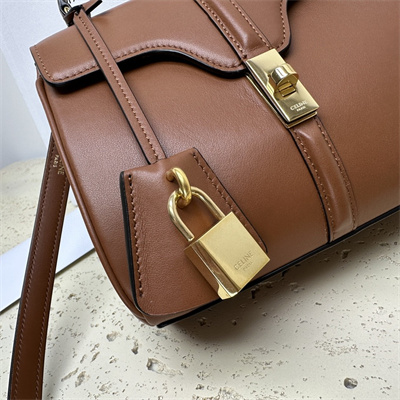 Celine Mini 16 Bag In Satined Calfskin Tan