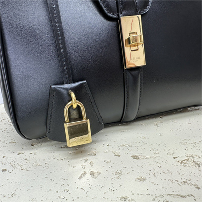 Celine Small 16 Bag In Satined Calfskin Black