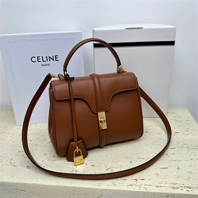 Celine Small 16 Bag In Satined Calfskin Tan