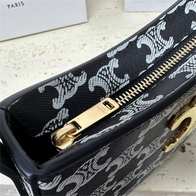 Celine Medium TILLY Bag In Triomphe Canvas and Calfskin Black and White