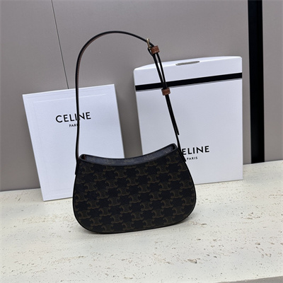 Celine Medium TILLY Bag In Triomphe Canvas and Calfskin Tan
