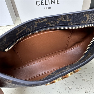 Celine Medium TILLY Bag In Triomphe Canvas and Calfskin Tan