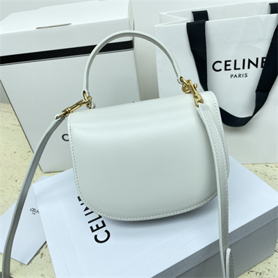 Celine Mini Besace Clea In Shiny Calfskin White