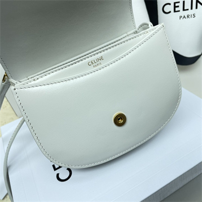 Celine Mini Besace Clea In Shiny Calfskin White
