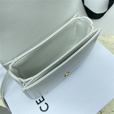 Celine Mini Besace Clea In Shiny Calfskin White