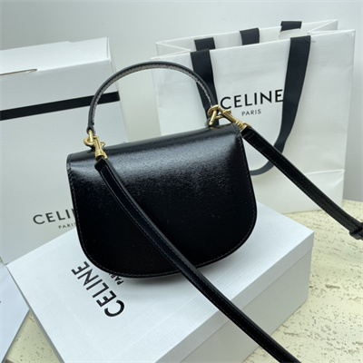 Celine Mini Besace Clea In Shiny Calfskin Black