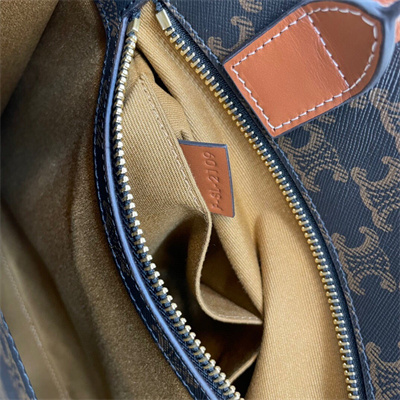 Celine Small Vertical Cabas In Triomphe Canvas And Calfskin With Celine Print Tan