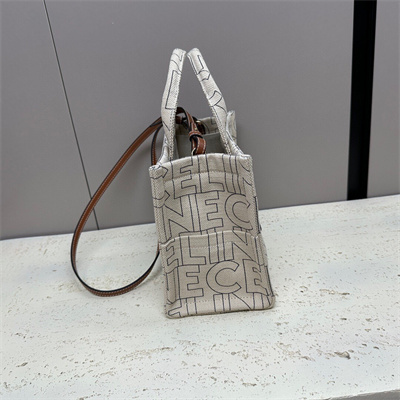 Celine Small Cabas Thais In Textile With Celine Print And Calfskin