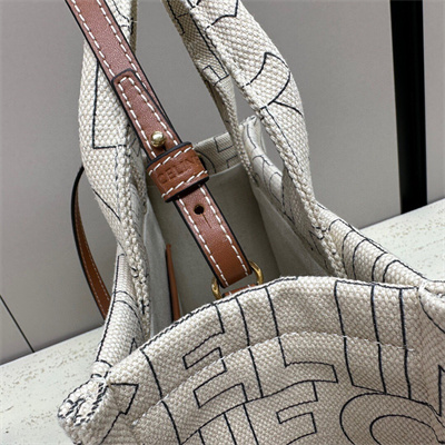 Celine Small Cabas Thais In Textile With Celine Print And Calfskin