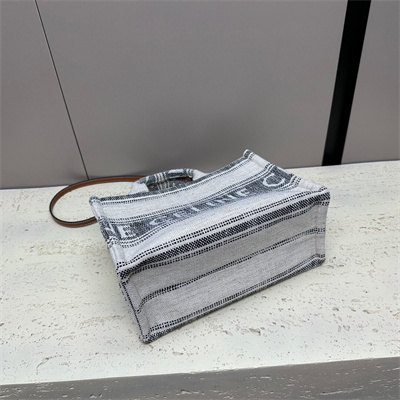 Celine Small Cabas Thais In Striped Textile With Celine Jacquard And Calfskin