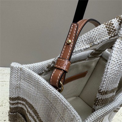 Celine Small Cabas Thais In Striped Textile With Celine Jacquard And Calfskin
