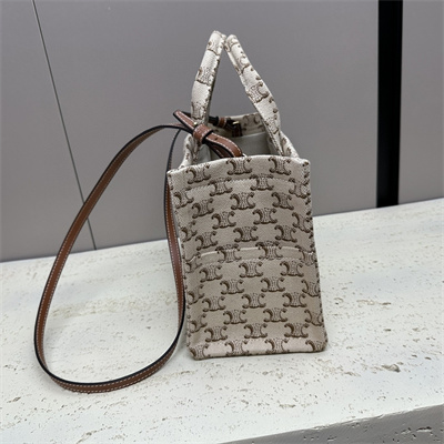 Celine Small Cabas Thais In Textile With Triomphe Canvas Print And Calfskin