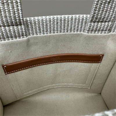 Celine Small Cabas Thais In Striped Textile  And Calfskin