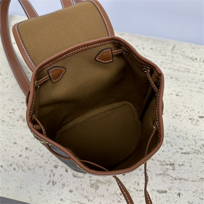 Celine Mini Backpack Folco In Triomphe Canvas and Calfskin Tan