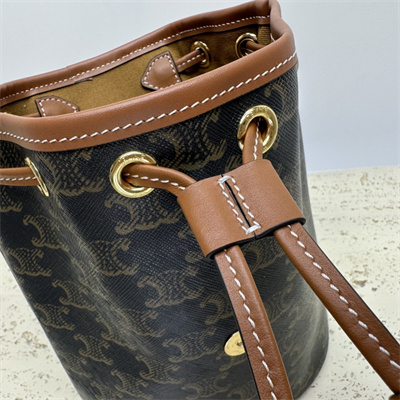 Celine Mini Backpack Folco In Triomphe Canvas and Calfskin Tan