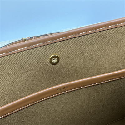 Celine Mini Horizontal Cabas In Triomphe Canvas and Calfskin White