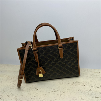 Celine Mini Horizontal Cabas In Triomphe Canvas and Calfskin Tan