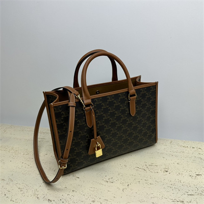 Celine Mini Horizontal Cabas In Triomphe Canvas and Calfskin Tan