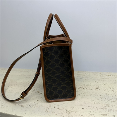 Celine Mini Horizontal Cabas In Triomphe Canvas and Calfskin Tan