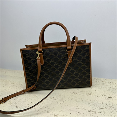 Celine Mini Horizontal Cabas In Triomphe Canvas and Calfskin Tan