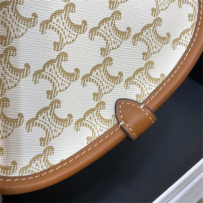 Celine Medium Folco Bag In Triomphe Canvas and Calfskin White