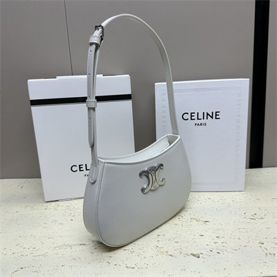 Celine Medium TILLY Bag In Shiny Calfskin White